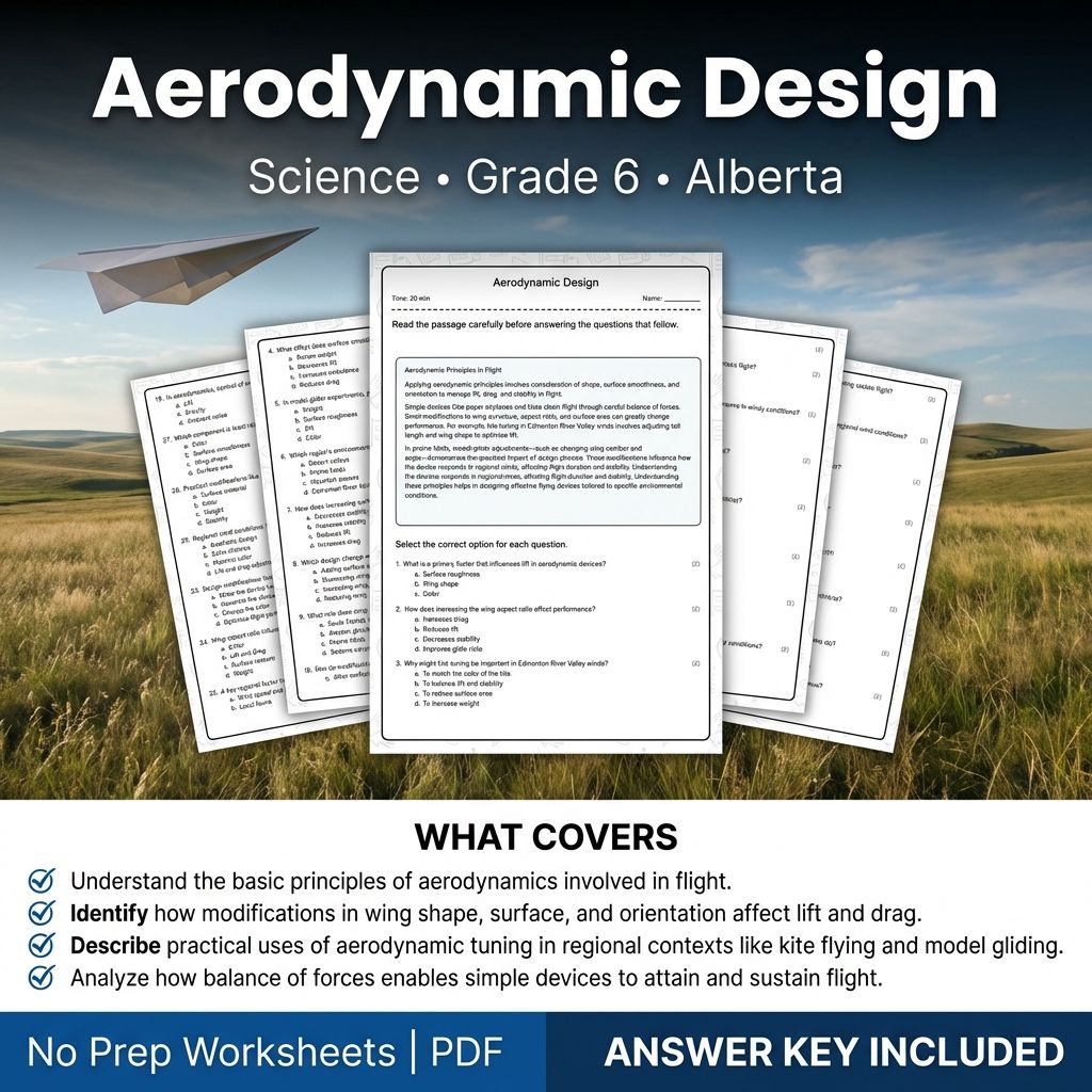 Grade 6 Science worksheet — Grade 6 Science Worksheet on Aerodynamic Design | Alberta Standards