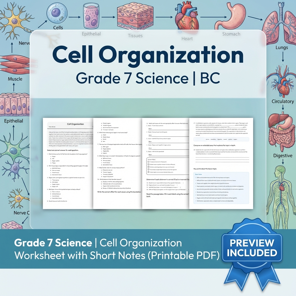 Grade 7 Science Full Year Bundle Ecosystems, Cells & Earth Processes Worksheets — included worksheet 59