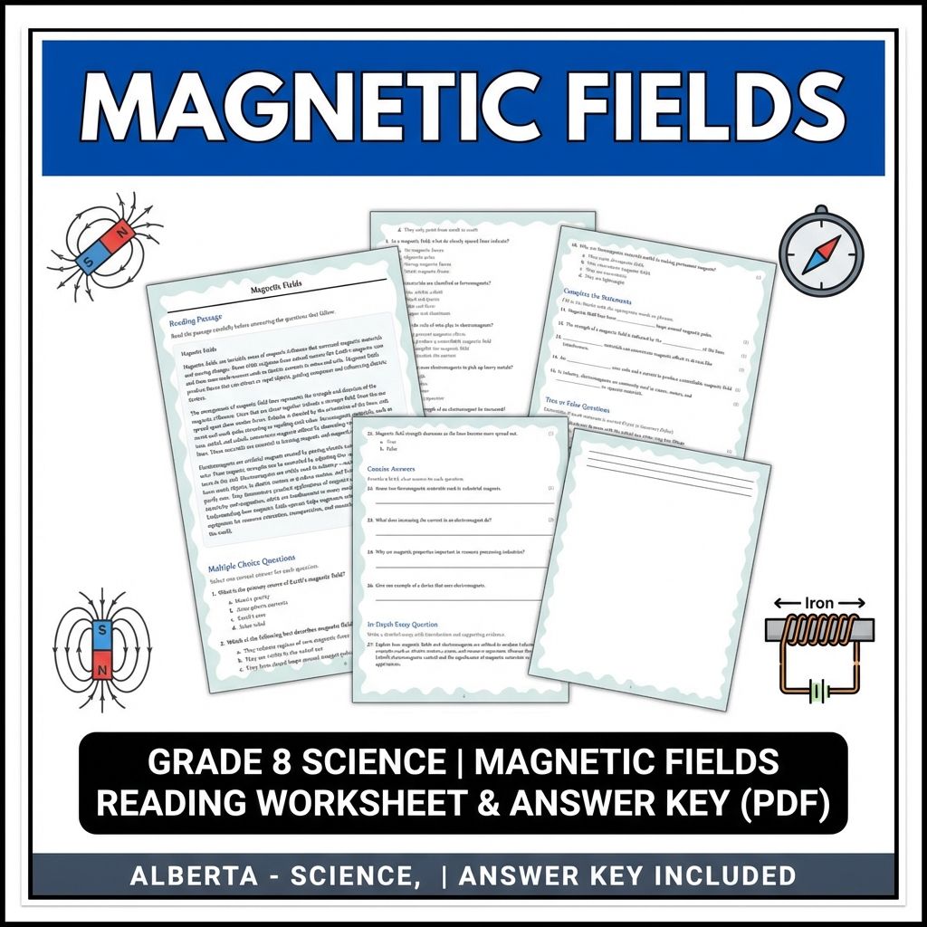Grade 8 Science | Magnetic Fields Reading Worksheet & Answer Key (PDF)