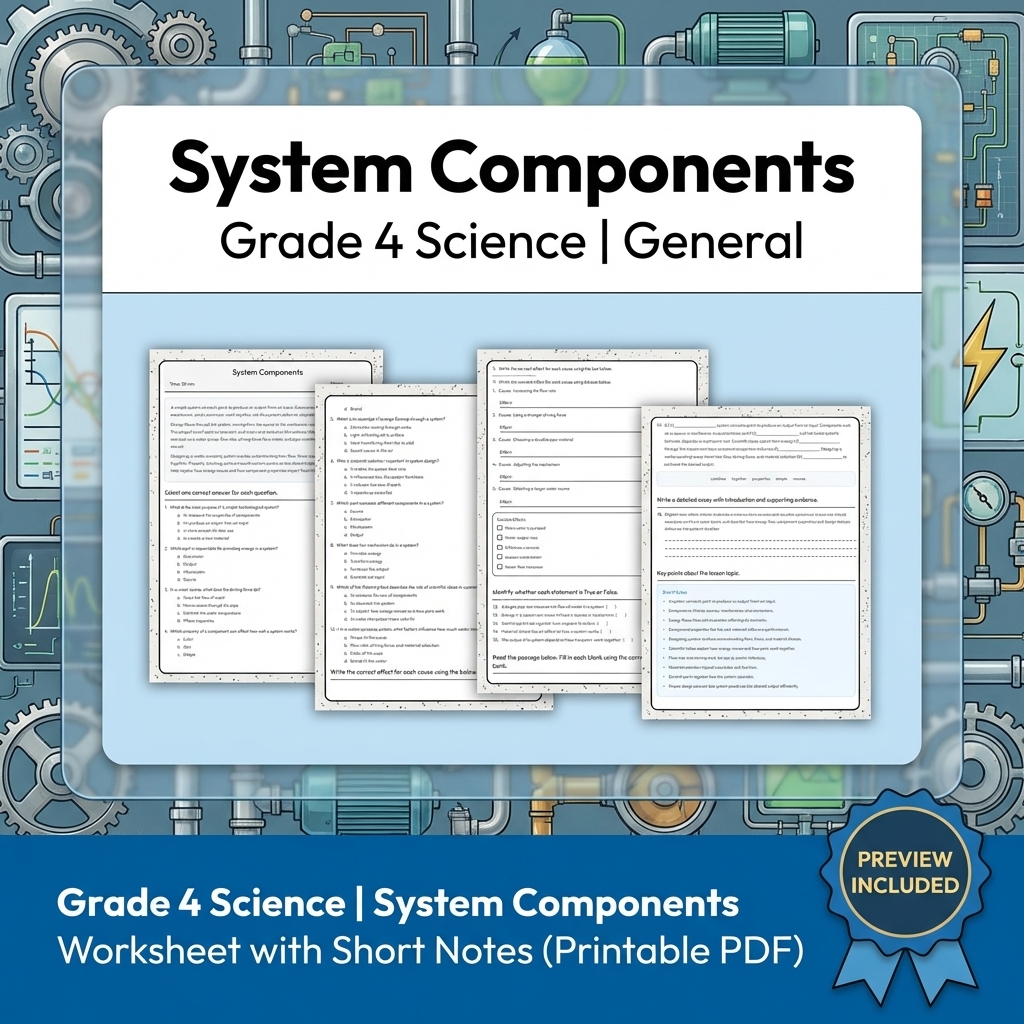 Grade 4 Science Lesson Group  Comprehensive Worksheets for Hands-On Learning — included worksheet 7
