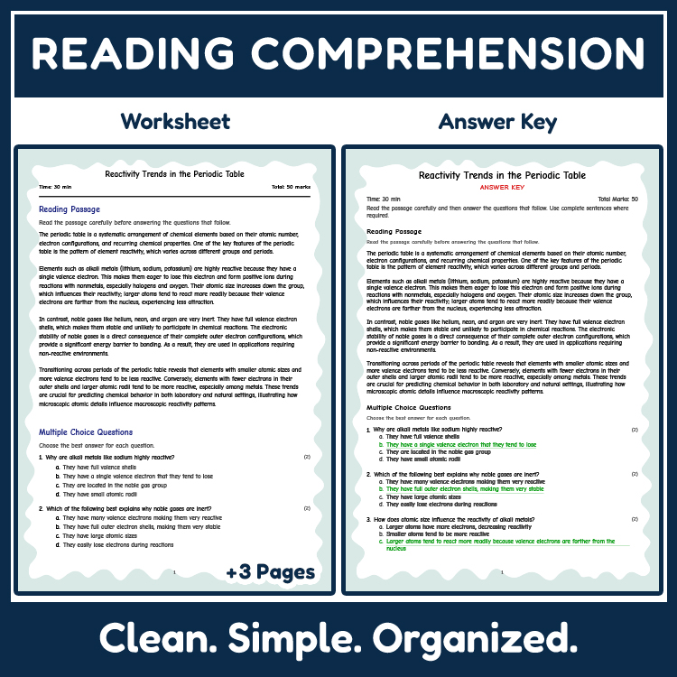 Science reading worksheets worksheet — Grade 7 Science | Reactivity Trends in the Periodic Table Reading Worksheet — page 2