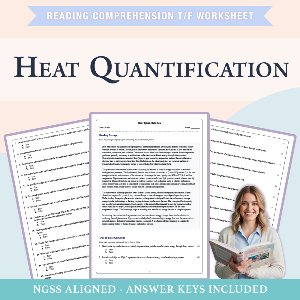 Grade 9 Science reading comprehensions true or false worksheet worksheet — 9th Grade Science | Heat Quantification Workshe…