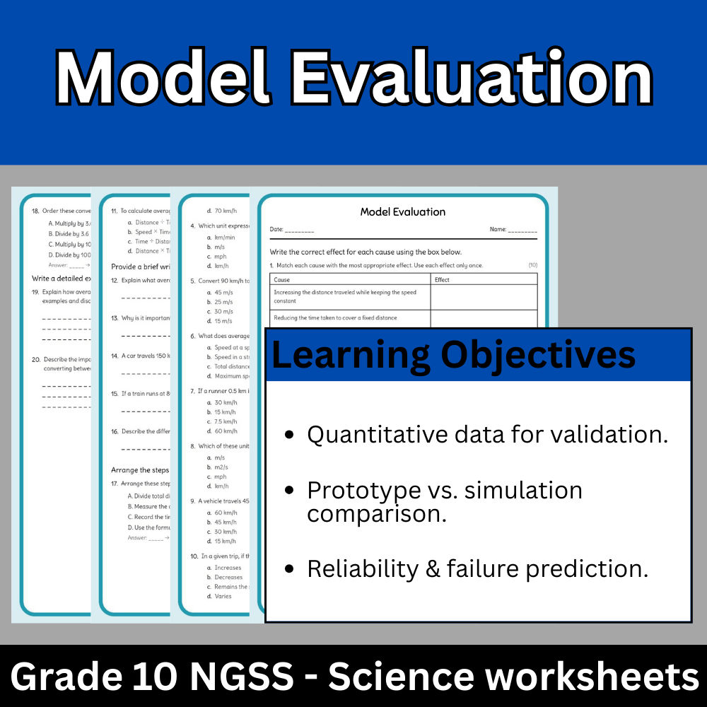 Grade 10 Science science 1 worksheet — Grade 10 Science | Model Evaluation Worksheet (PDF) – NGSS Standards