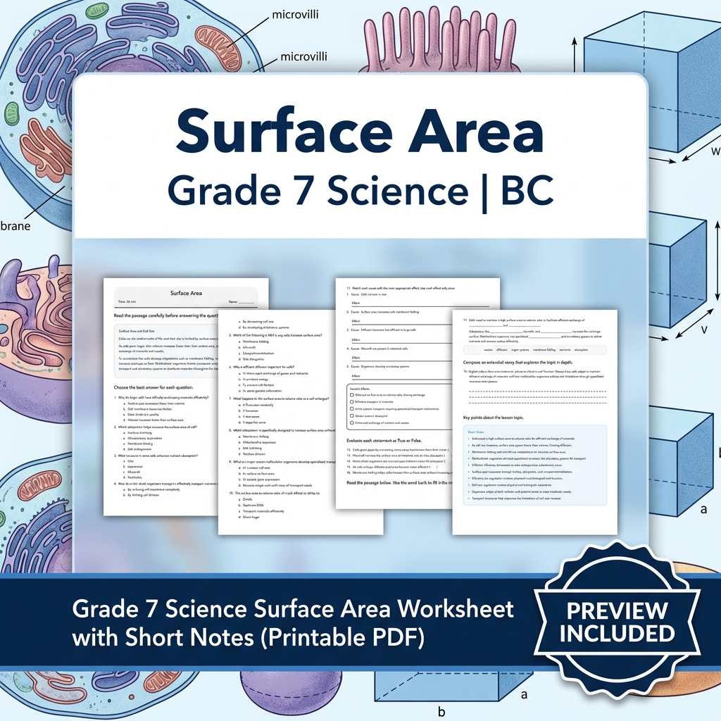 Grade 7 Science Full Year Bundle Ecosystems, Cells & Earth Processes Worksheets — included worksheet 60