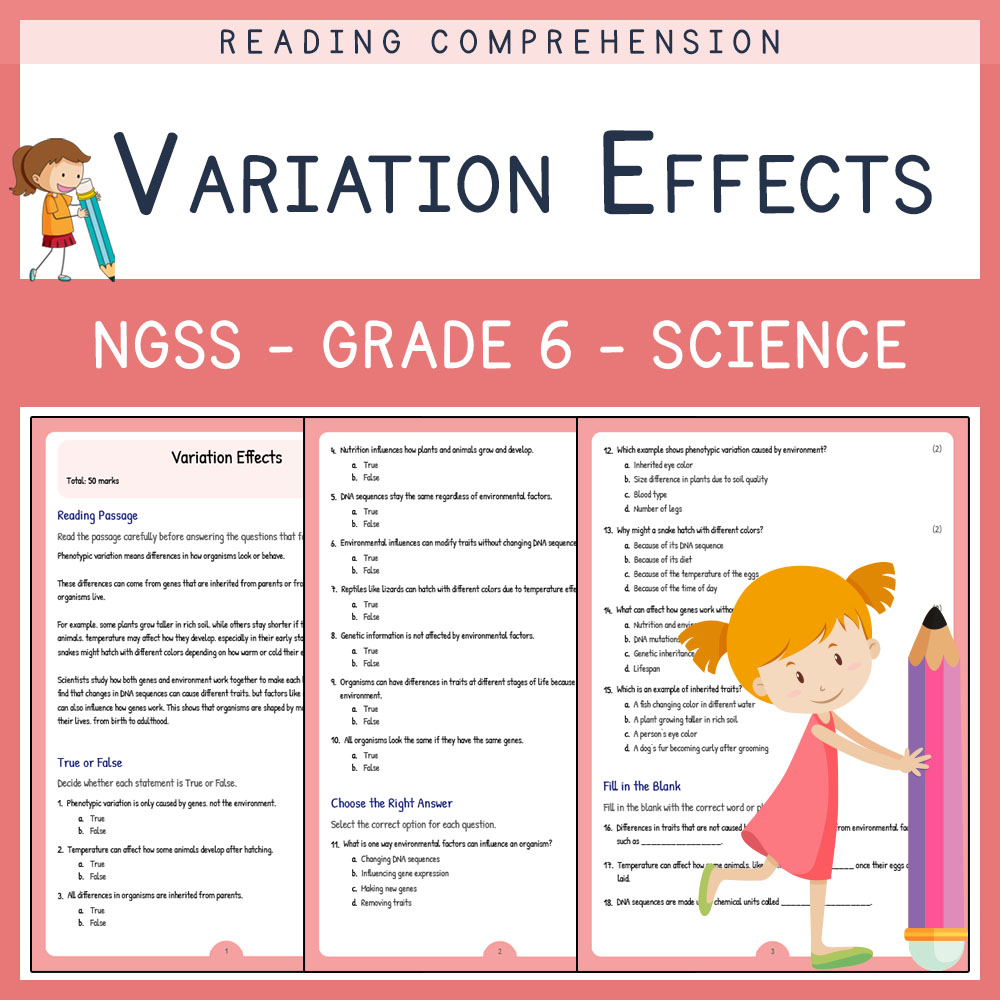 Grade 6 Science worksheets for primary grades worksheet — Grade 6 Science | Variation Effects Worksheet with Answer Key |…