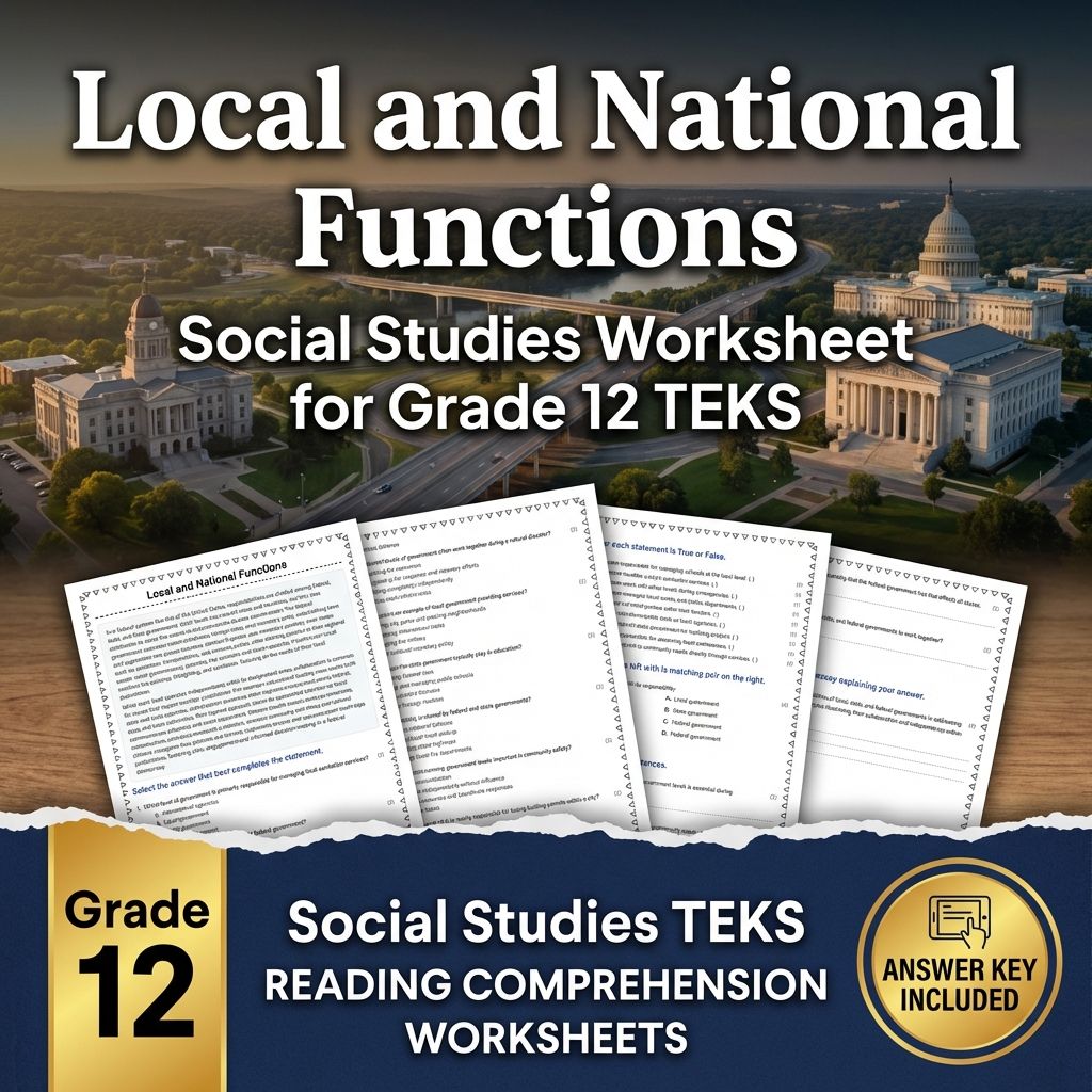 Local and National Functions Social Studies Worksheet for Grade 12 TEKS