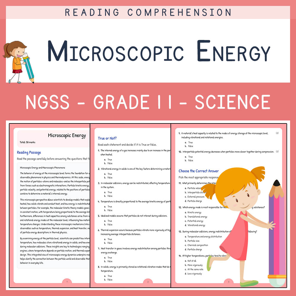 Grade 11 Science worksheet worksheet — Grade 11 Science | Microscopic Energy Worksheet & Answer Key (NGSS-Aligned) — page 1