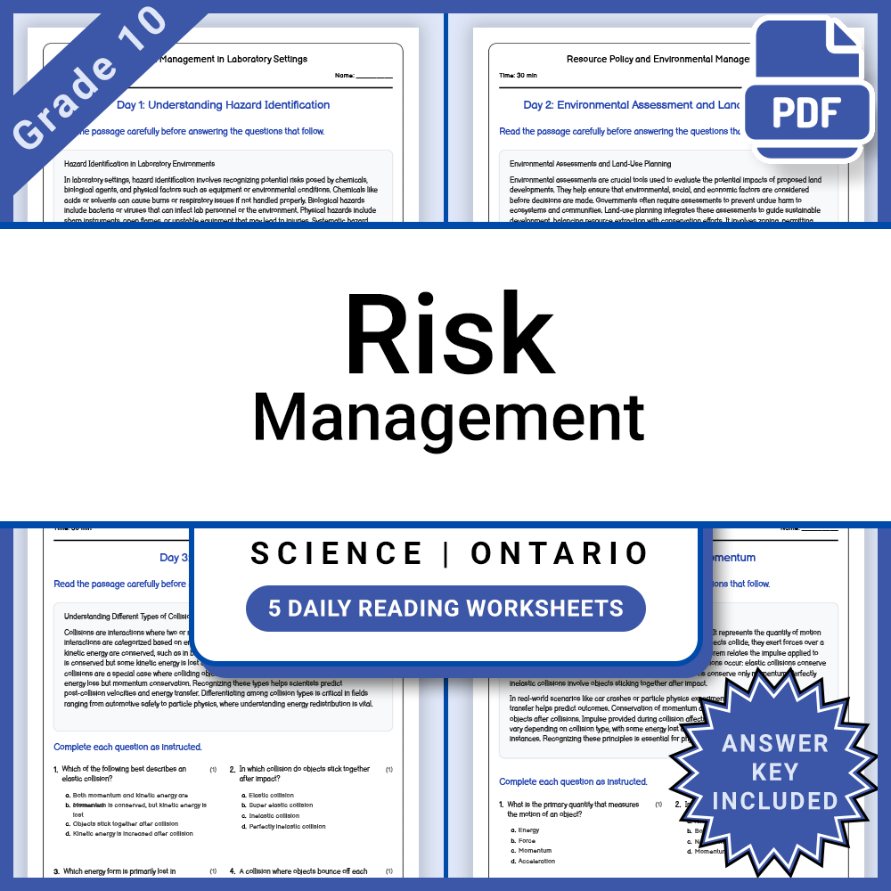 Grade 10 Science Lesson Bundle | Ontario Framework Reading Worksheets — included worksheet 12