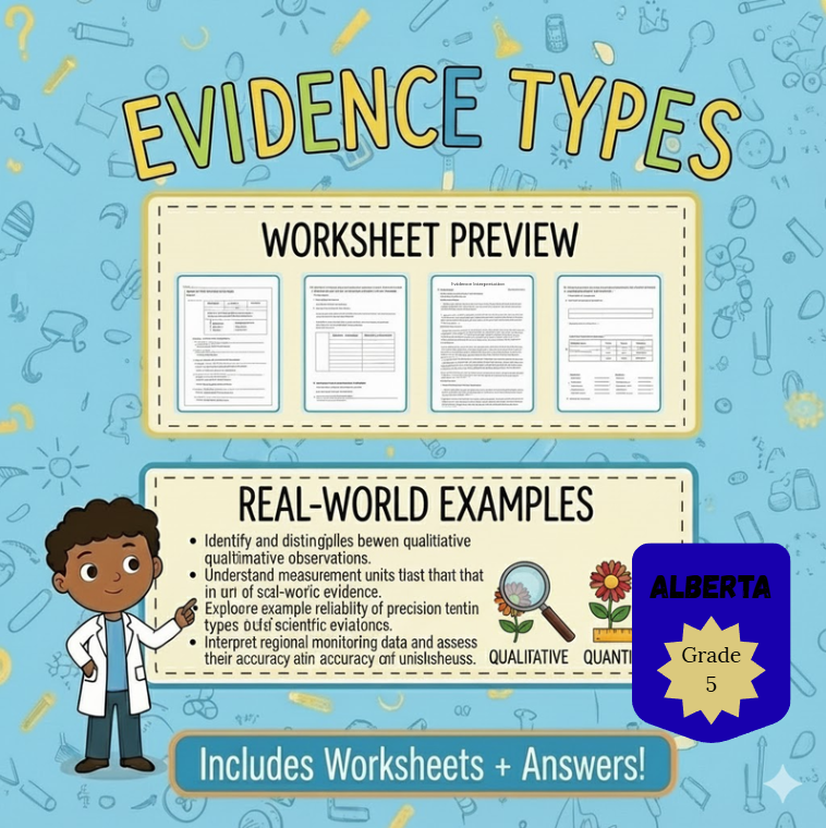 Grade 5 Science – Evidence Types Worksheet (PDF) | Alberta Standards