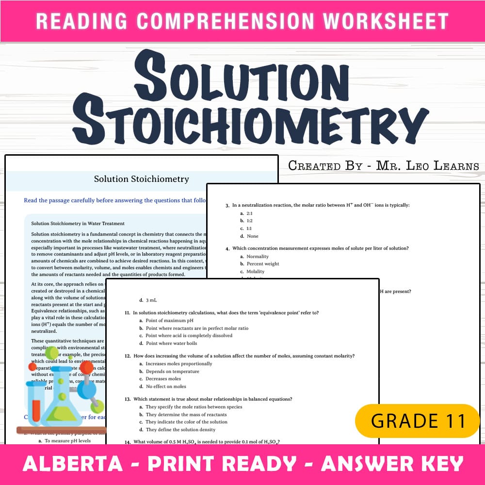 Grade 11 Science worksheet mcq paper worksheet — Grade 11 Science — Worksheet MCQ Paper for Mastering Solution Stoichiomet…