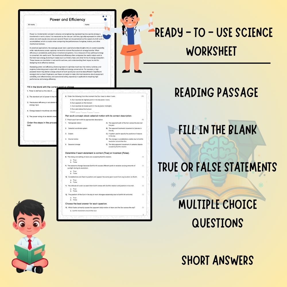 Grade 9 Science worksheet worksheet — Grade 9 Science | Power and Efficiency Worksheet (PDF) Aligned with Ontario Standard…
