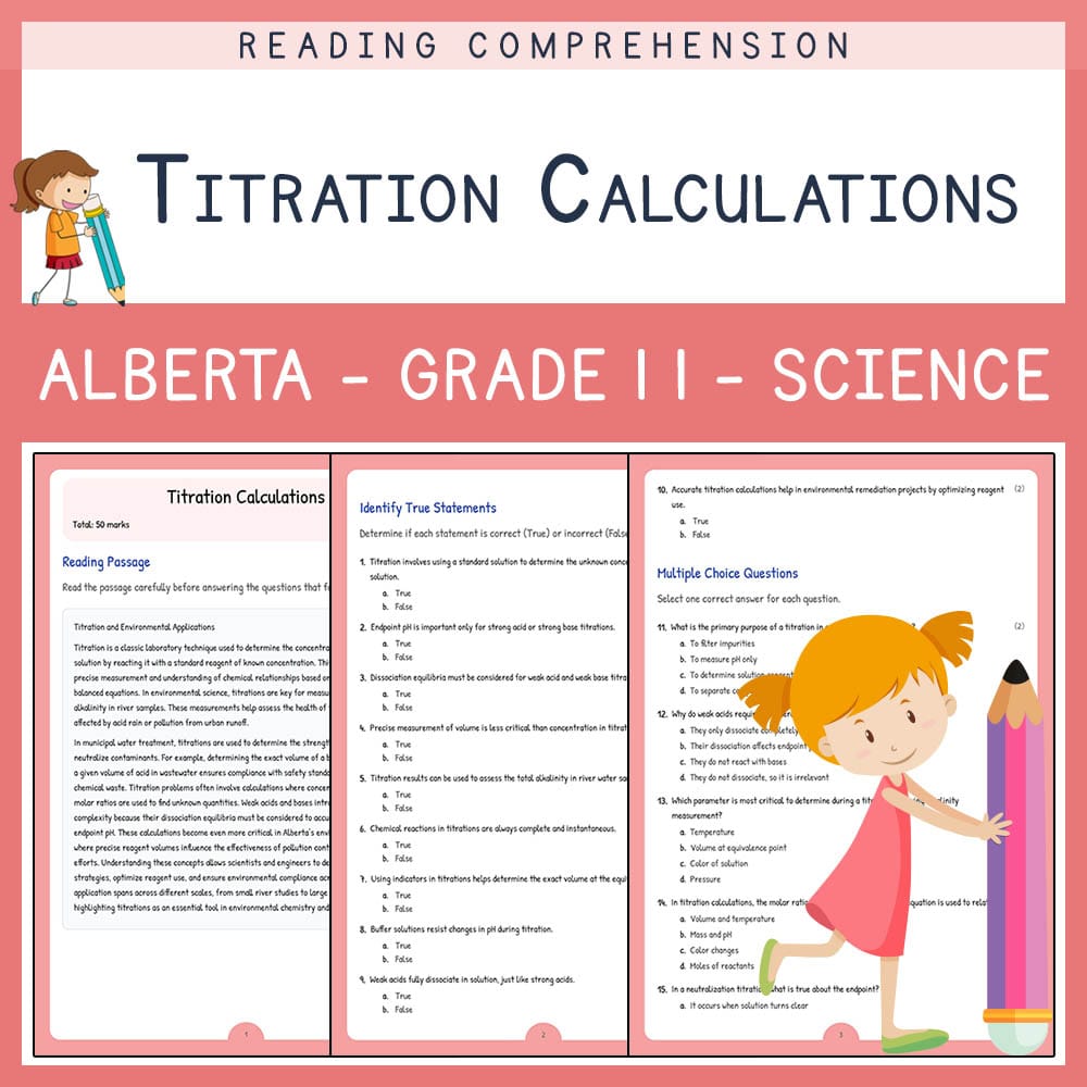 Grade 11 Science worksheet elena worksheet — Grade 11 Science | Titration Calculations Worksheet | Alberta Standards — page 1