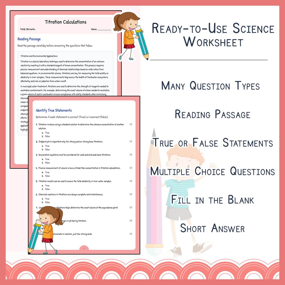 Grade 11 Science worksheet elena worksheet — Grade 11 Science | Titration Calculations Worksheet | Alberta Standards — page 2