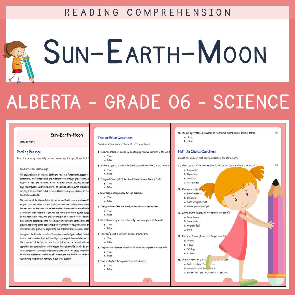 Grade 6 Science worksheet elena worksheet — Grade 6 Science Assessment | Sun–Earth–Moon Worksheet Elena | Alberta — page 1
