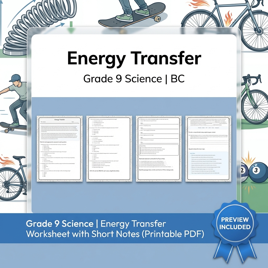Grade 9 Science Lesson Bundle | Energy, Forces & Motion Worksheets — included worksheet 15
