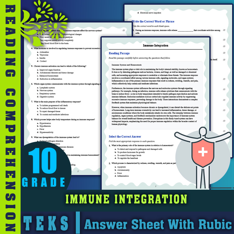 Grade 10 Science reading worksheets worksheet — 10th Grade Science | Immune Integration Reading Worksheet (PDF + Answer Ke…