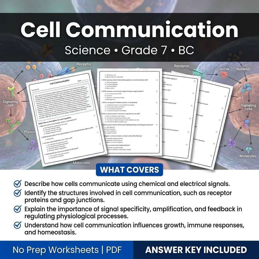 Grade 7 Science Worksheet | Cell Communication Practice with Answer Key PDF