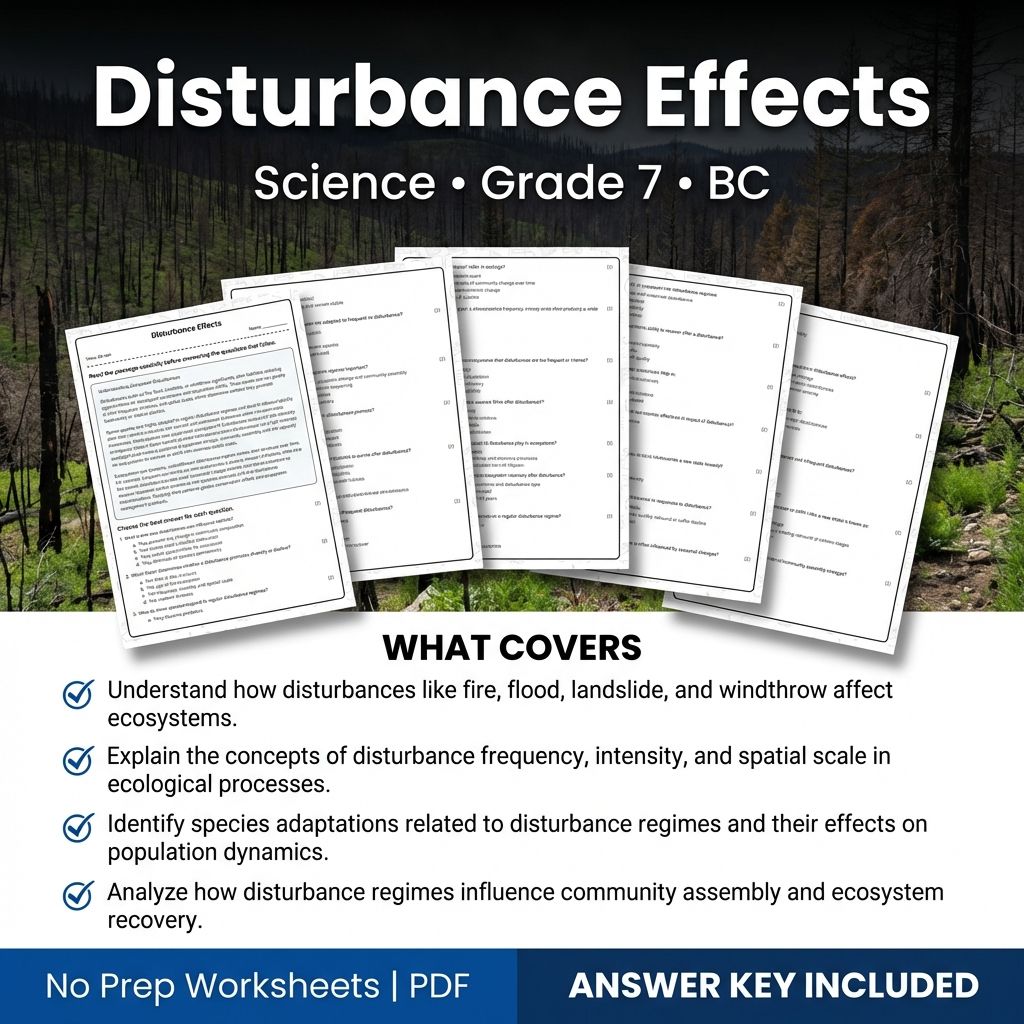 7th Grade Science | Disturbance Effects Worksheet & Answer Key (Printable PDF)