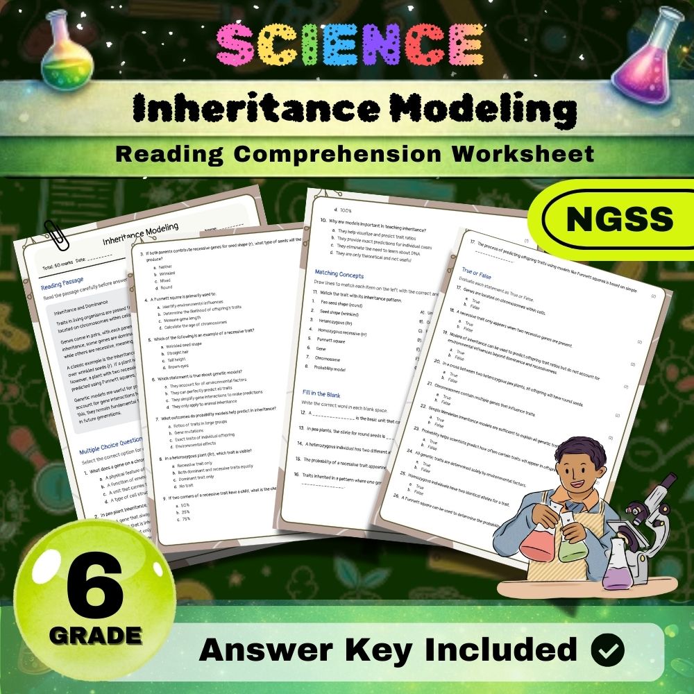 Grade 6 Science | Variation Factors & Inheritance Modeling Worksheets (NGSS) — included worksheet 2