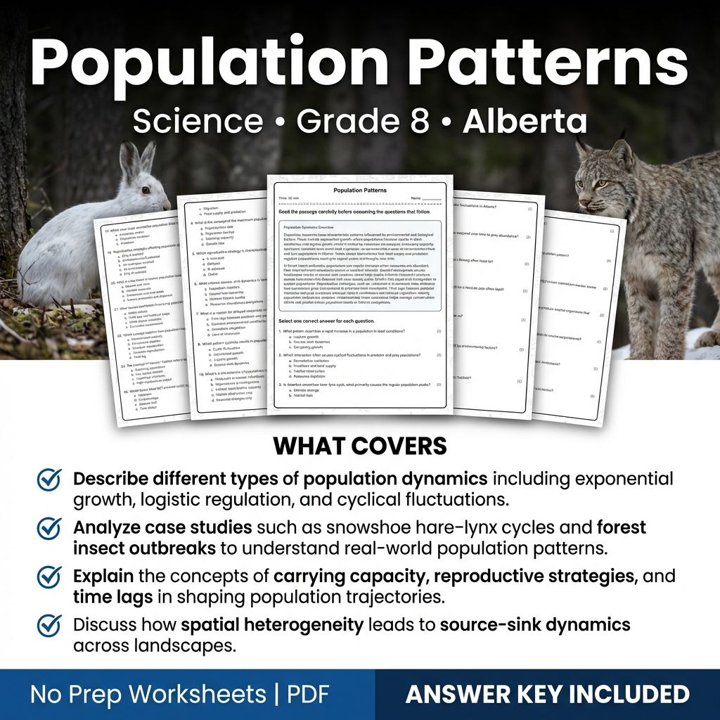 Population Patterns Worksheet for Grade 8 Science | Alberta Standards