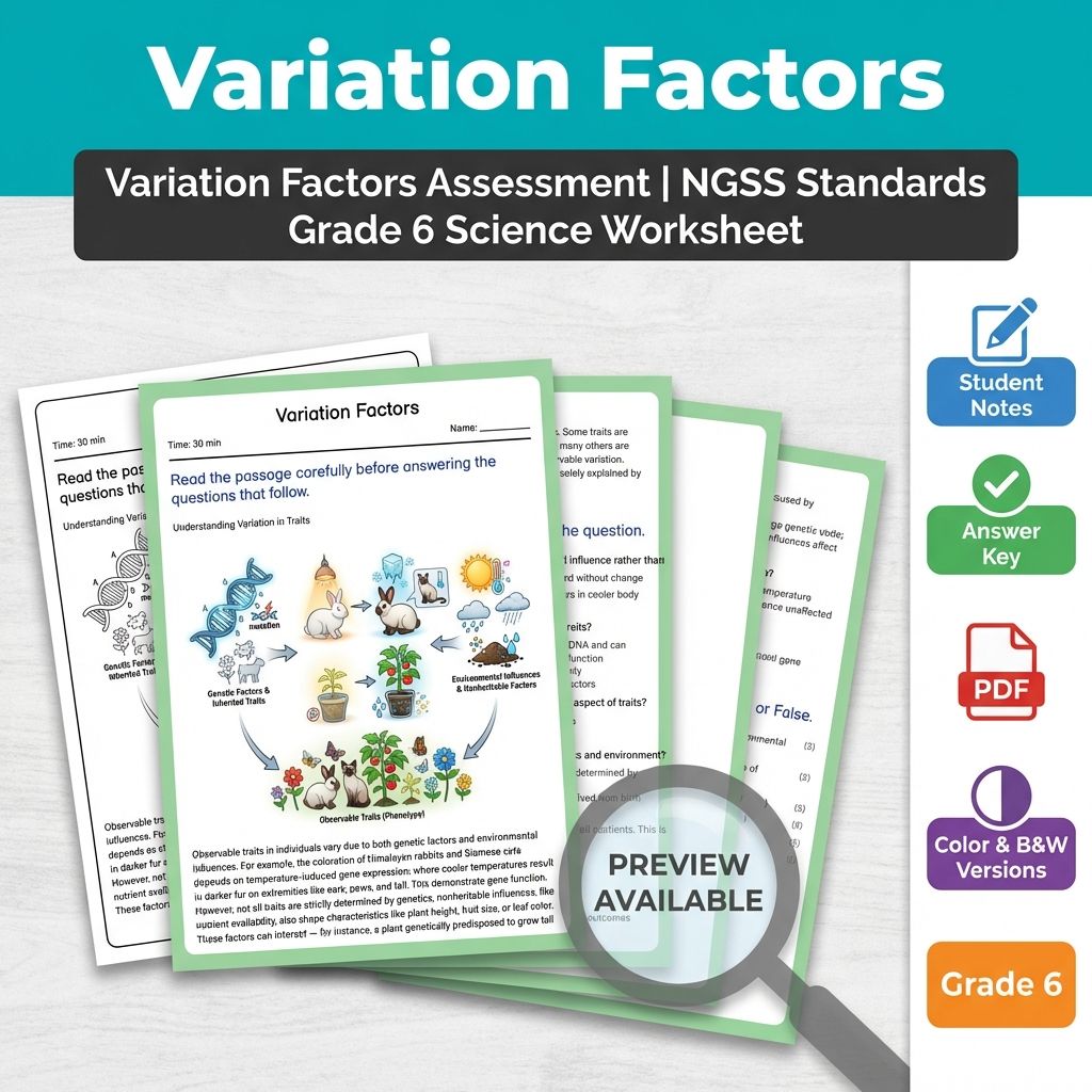 Grade 6 Science Mini Bundle | Heredity, Inheritance & Traits NGSS — included worksheet 2