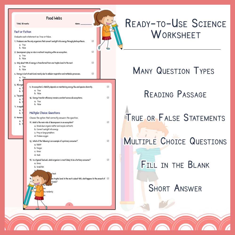 Grade 8 Science worksheet worksheet — Grade 8 Science | Food Webs Worksheet & Answer Key Aligned with NGSS (PDF) — page 2