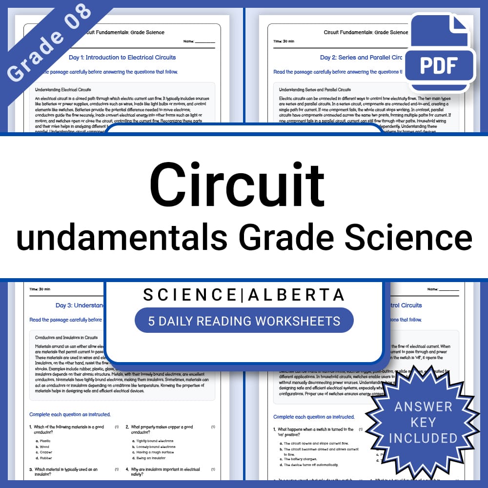 Grade 8 Science Lesson Bundle — Electricity, Circuits & Energy — included worksheet 15
