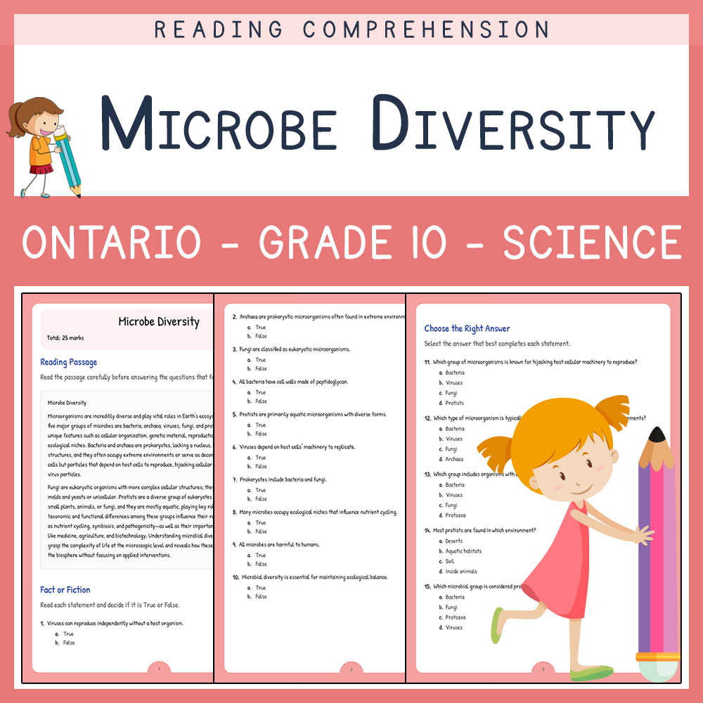 Grade 10 Science worksheet elena worksheet — Grade 10 Science | Microbe Diversity Worksheet Elena | Ontario Standards — pa…