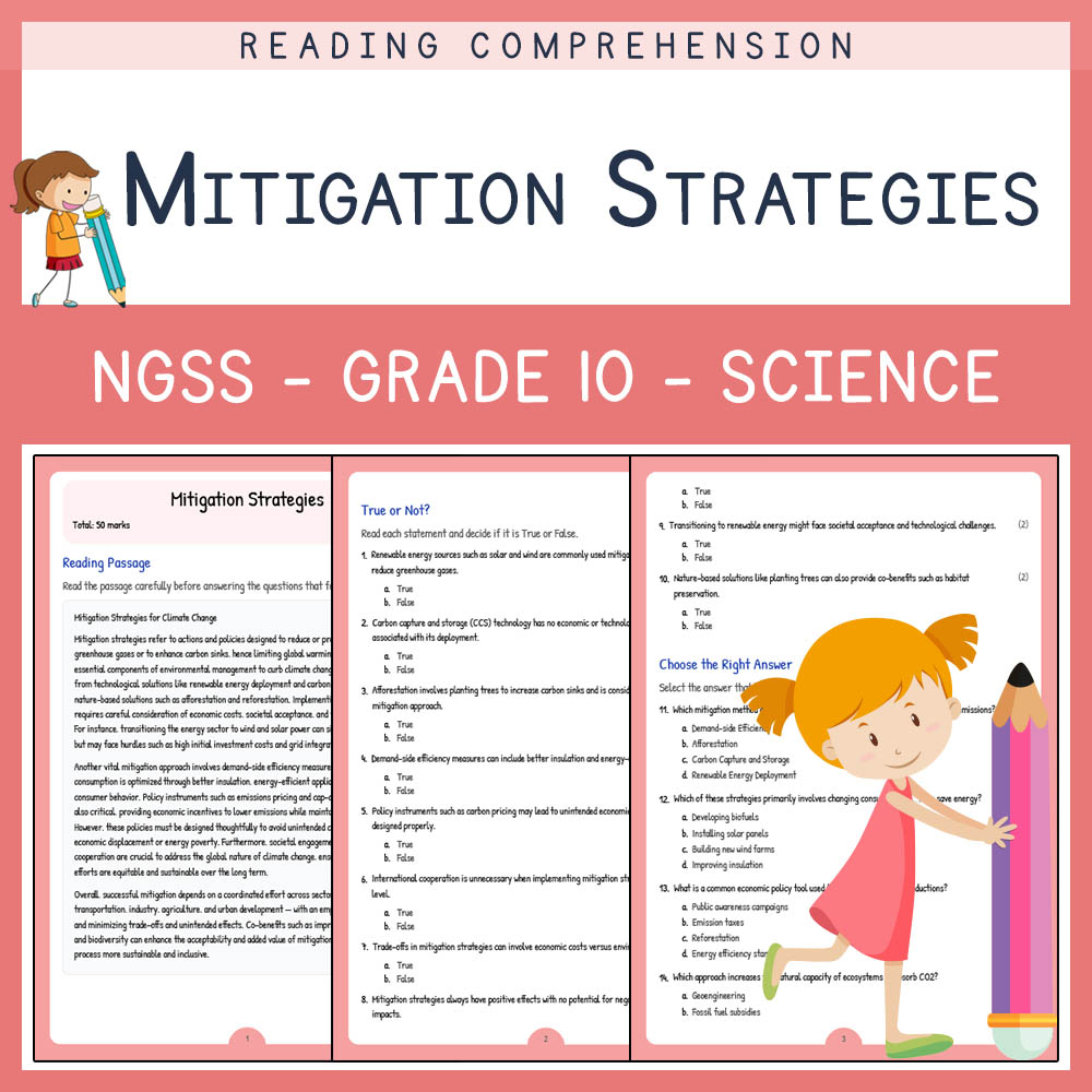 Grade 10 Science worksheet worksheet — Grade 10 Science | Mitigation Strategies Worksheet (Answer Key) | NGSS Alignment —…