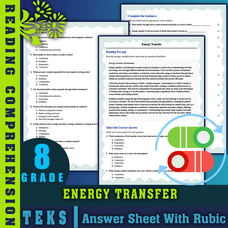 Grade 8 Science reading worksheets worksheet — Grade 8 Science | Energy Transfer Reading Worksheet with Answer Key (PDF) —…