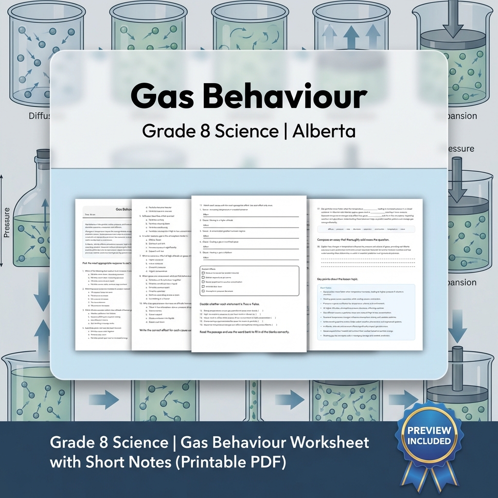 Grade 8 Science Unit | Matter & Chemical Change Worksheets Pack  — included worksheet 15