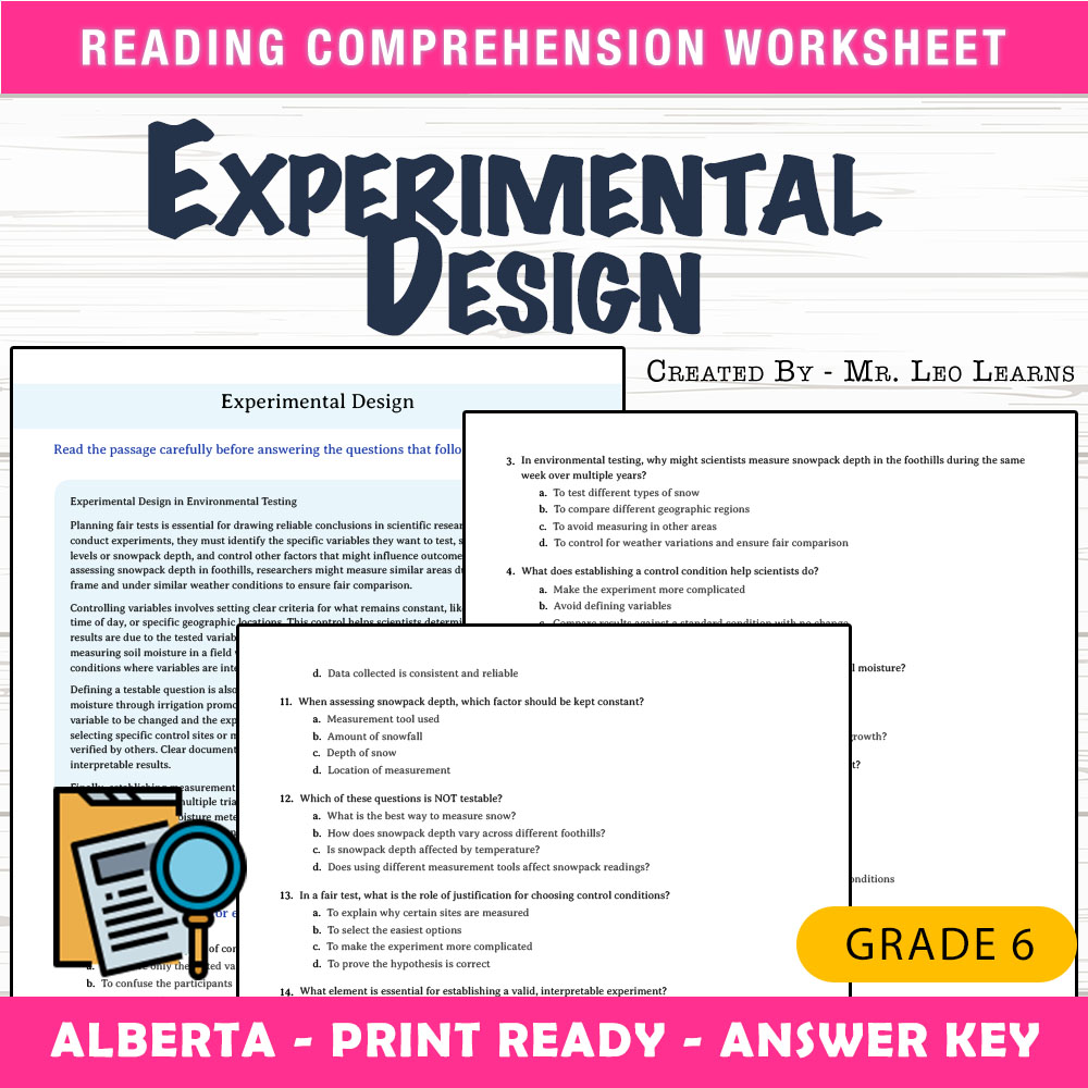 Grade 6 Science worksheet mcq paper worksheet — Grade 6 Science — Worksheet MCQ Paper for Mastering Experimental Design —…