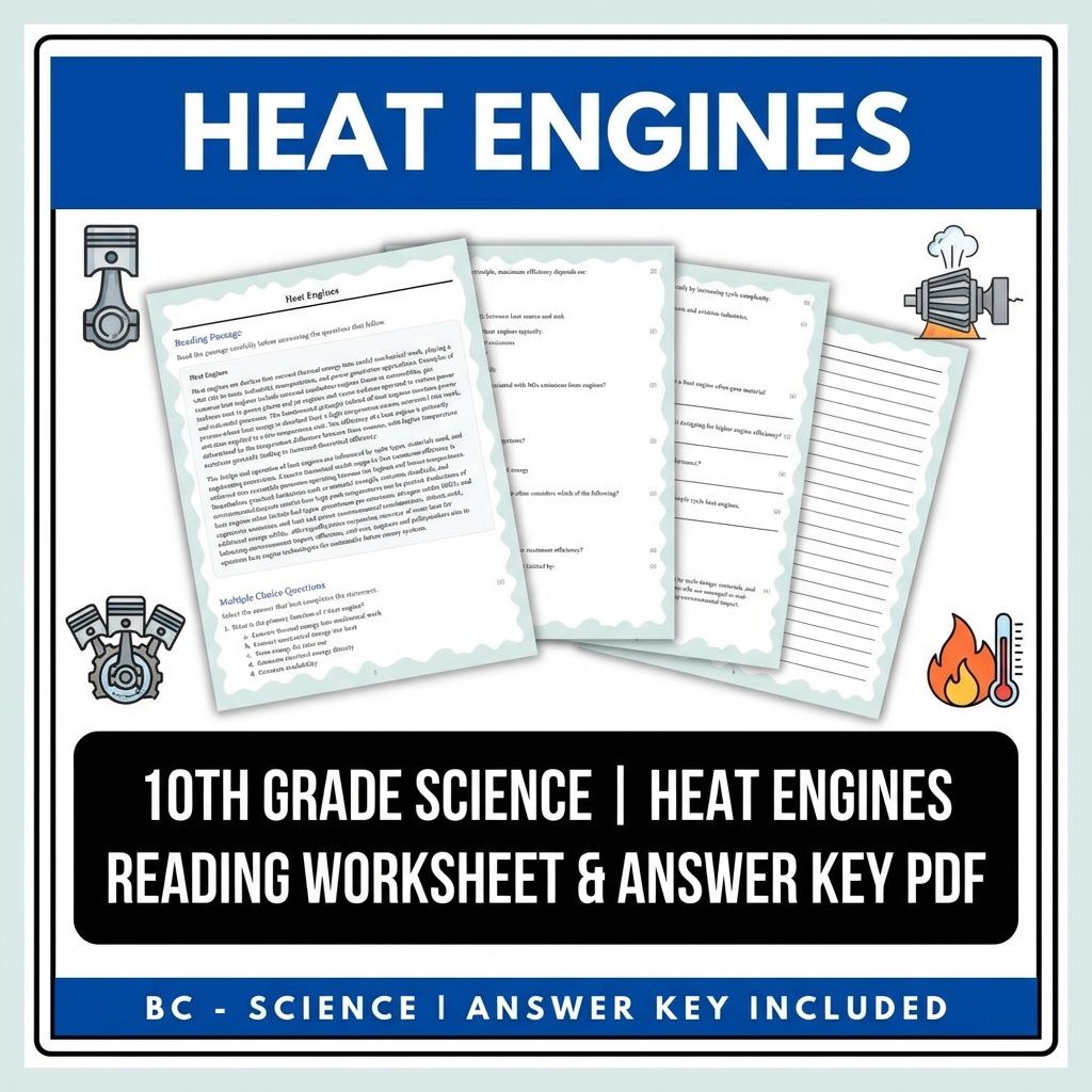 10th Grade Science | Heat Engines Reading Worksheet & Answer Key PDF
