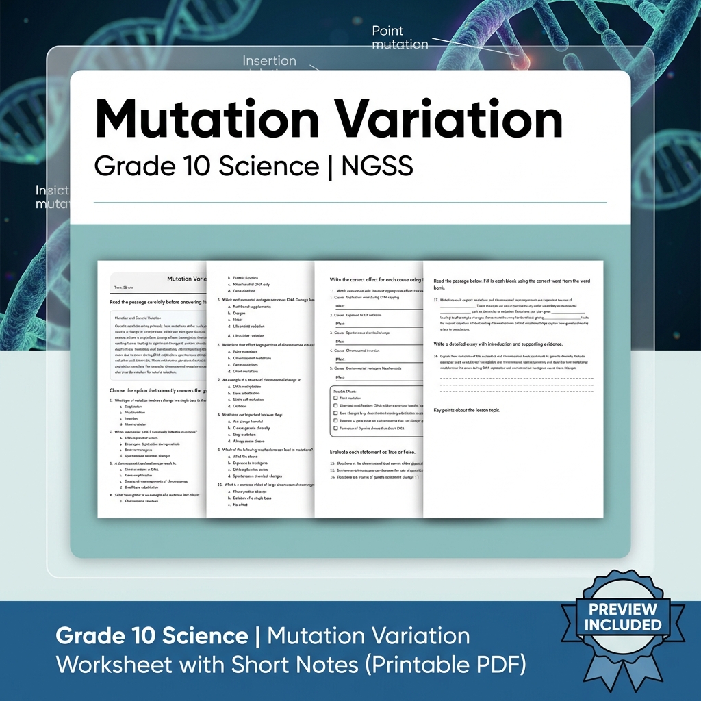 Grade 10 Science | Heredity, Inheritance & Traits NGSS Unit Bundle (worksheets) — included worksheet 3