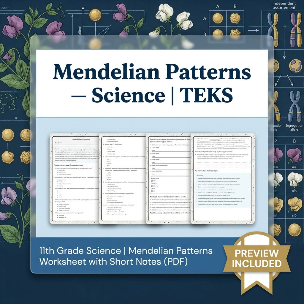 Grade 11 Science Worksheet Bundle | Genetics, Evolution & Human Body (PDF) — included worksheet 60