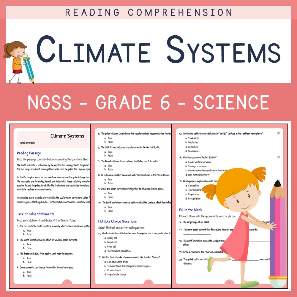 Grade 6 Science worksheets for primary grades worksheet — Grade 6 Science | Climate Systems Worksheet (PDF) | NGSS Aligned…