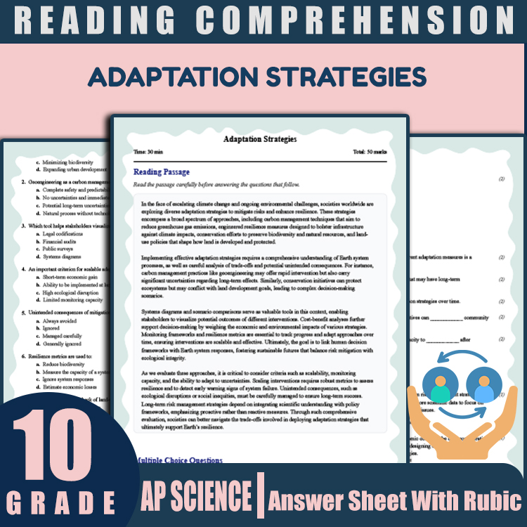 Grade 10 Science reading worksheets worksheet — 10th Grade Science | Adaptation Strategies Reading Worksheet (PDF + Rubric…