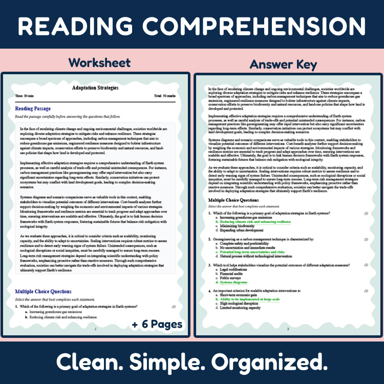 Grade 10 Science reading worksheets worksheet — 10th Grade Science | Adaptation Strategies Reading Worksheet (PDF + Rubric…