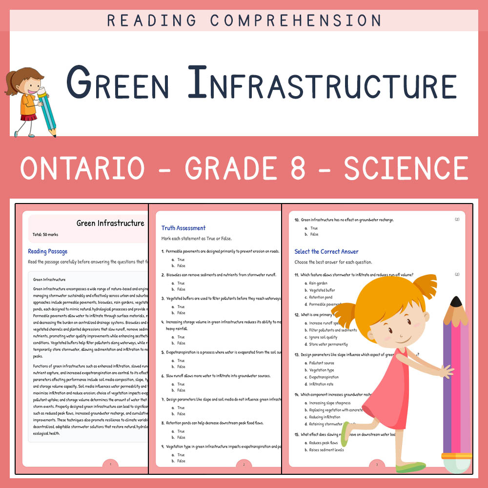 Grade 8 Science worksheet elena worksheet — Grade 8 Science Assessmen | Green Infrastructure Worksheet Elena | Ontario t —…