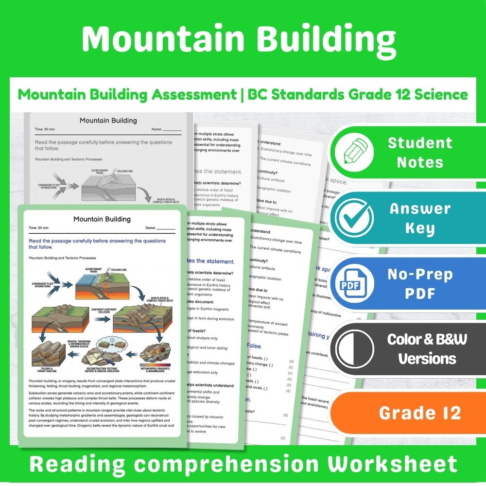 Grade 12 Science Mini Bundle – Plate Tectonics & Geoscience Assessment — included worksheet 15