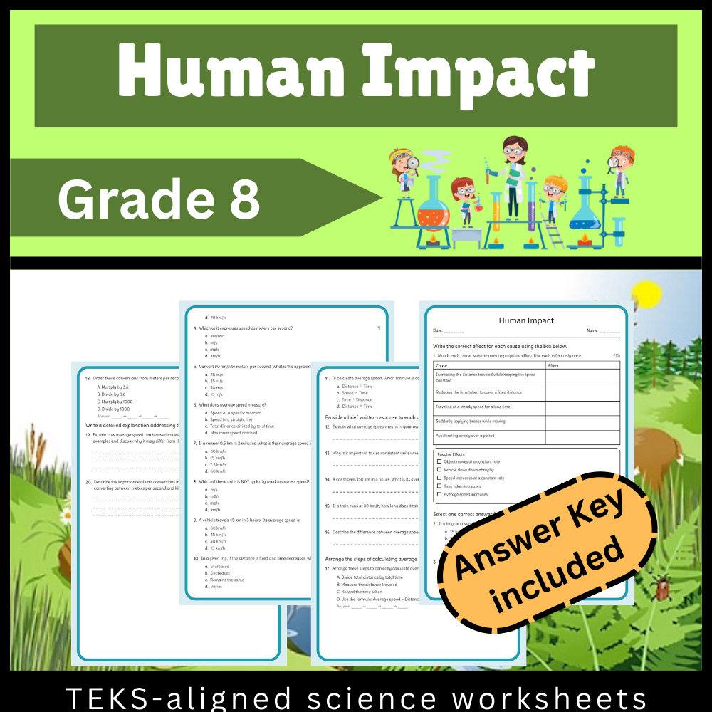 Grade 8 Science Worksheet Bundle | Ecosystems, Matter, Motion & More (TEKS Aligned) — included worksheet 53