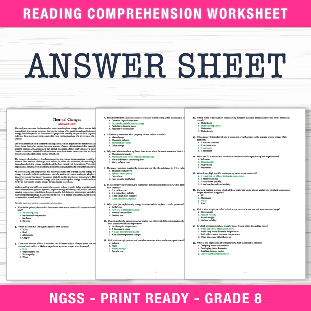 Grade 8 Science worksheet worksheet — Grade 8 Science | Thermal Changes Worksheet (PDF + Answer Key) — page 2